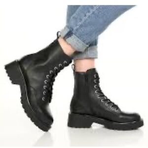 Steve Madden Black Leather Combat Boots